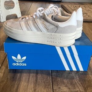 Adidas Women's Gazelle Platform Sneakers - Cream and White